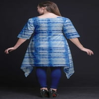 BIMBA plava pruga Shibori tiskani vrhovi za žene asimetrična kurtijska ljetna haljina za djevojčice XXX-Large
