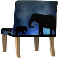 Silhouette Slonovi u noćnom nebu Stretch stolica pokrivaju zaštitni sjedalo klizač za blagovaonicu Hotel Wedding Party set od 1