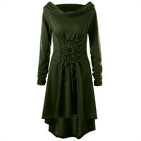 Ljetne haljine s kapuljačom Vintage pulover Visoka niska zavoj dugačak ogrtač čipka