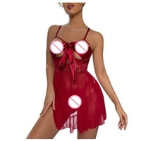 Ženski vrhovi dame erotski donje rublje čipkaste kostim za noći bez čelika crvena l