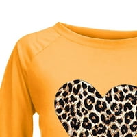 Strungten Žene Ležerne modne leopard Print Love Hoodless Plus Plus Duks dugih rukava Top Dressy Bluze