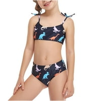 Djevojke dvodijelni set kupaći kostimi slatki ispis ruffle split kupaći kupaći kostim