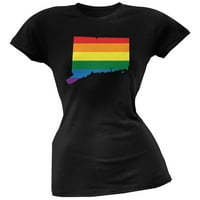 Connecticut LGBT lezbijski pride Rainbow Black Juniors Meka majica - 2x-velika