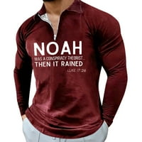 Muška majica rever s dugim rukavima, patentno pismo, pulover ulica vrhova modnih ležernih majica za