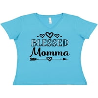 Inktastična blagoslovljena mama majica Momme Dan ženska majica V-izrez