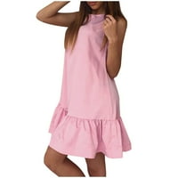 Ljetna haljina za žene kratki prsluk puni u boji Ležerne prilike nagnuta O-izrez bez rukava bez rukava
