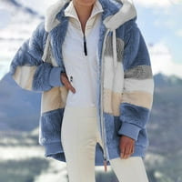 Pgeraug ženski vrhovi jakna od poliestera s kapuljačom vanjski zimski kaputi za žene plave 4xl