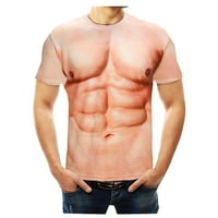Muška košulja 3D mišićavina Print Modni fitness okrugli vrat Majica kratkih rukava Dating Khaki S, M,