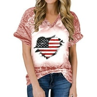 Ecqkame američke košulje za zastave Žene 4. srpnja The Majice Clearence ženske vrhove Modna casual labava