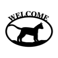 Dobrodošli Mačji metalni zidni znak ili vješalica za prednje vrata