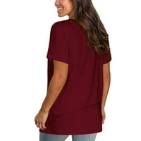 Košulje za žene Grafički labavi fit Comfort V-izrez Solid Bool džep labavi fit kratki rukav majica za žene za žene