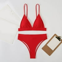 Leey-World High Struk kupaći kostimi za žene Ženski jedno kupaći kostim zeleni Halter V Clotut za kupanje Crveno, s