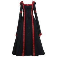 Haljina za žene, ženska vintage dvostruka duljina gotičkog cosplay haljina crna 2xl