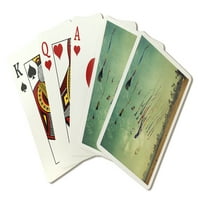 Kites and Beach, Lantern Press, Premium igraće kartice, karta sa šala, Sjedinjene Američke Države