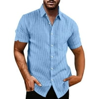 Aueoeo Muška košulja na pruge Casual gumba sa džepovima Ljetni vrhovi za ženska bluza