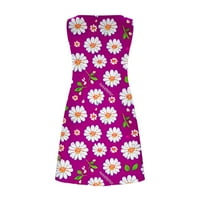 Taqqpue Žene Ljetne haljine bez rukava O-izrez Casual Labav cvjetna haljina od plaže Mini Snimke drešene