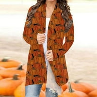 Floleo ženska kaput zazor jesen zimska majica s dugim rukavima Jesen Cardigan labav kardigan od tiskane majice Cardigan Top Halloween Cardigan majica