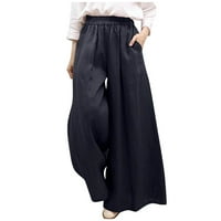 Mornarica Novo proljeće i ljetni ženski modni čvrsti boja labavi ugradbene pantalone za hlače u širokim