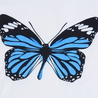 Lolmot Ženske hladne vrhove ramena, ljetni leptir tiskani majice Modni casual s kratkim rukavima plus tunika TUNIC TOP TEE bluza