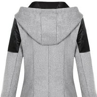 Zip up kaput za žene Slim Fit Mid-dugačka jakna s kapuljačom s kapuljačom s kapuljačom, bluza od vune