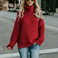 Pedort Ženski prevelizirani džemper jesen dugi rukav s dugim rukavima bočni prorez rebrasti pleteni