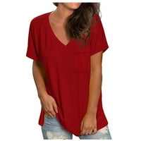 Ženske modne košulje udobne casual labave bluze Solicinski print tisak Tunički poprsje Džepna odjeća