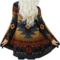 KARDIGAN Džemper za žene lagane zapadne otvorene prednje slatke zimske jakne za žene labave aztec ženski dressivni kardigan jeseni etnički stil dugih rukava za žene za žene kave