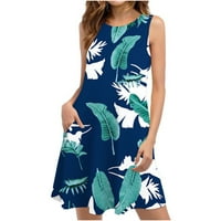 Pejock ljetne haljine za žene plaža cvjetna masirt sundress džepova bez rukava casual labava haljina za rezervoar zelena b xl
