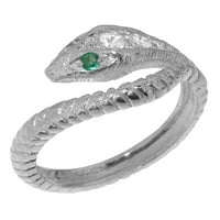 Britanci izrađen 14k bijeli zlatni sintetički kubični cirkonijski i prirodni smaragdni prsten žena - veličine opcija - veličine 12
