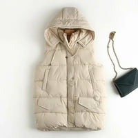 Viadha ženski dugi puffer prsluk pamuk džep prsluk za kaput zimske kopče bez rukava sa kapuljačom sa kopčom čvrstog odjeća