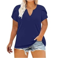 Ženske majice Plus veličina moda V izrez Casual Prevelicirani kratki rukovi Tunic Bluzes Košulja