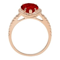 2.38ct kruška rez crveni prirodni granat 18k godišnjica ruža Gold Angagment Halo prsten veličine 11