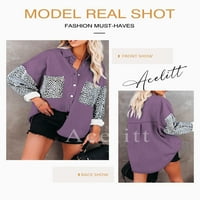 Acelitt Leopard patchwork jakna za šljapne majice na majicama na majicama, kaputi s džepovima