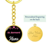 Pas mama Keyring St. Bernard mama krug privjesak od nehrđajućeg čelika ili 18K zlato