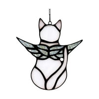 Odmor Božićni vijenac Angel Cat Commemorativni poklon Boja privjesak anđeo krila bijela Cat CATCER ukras mačka ljubilica poklon pileći božićni ukras sa svjetlima akrilne perle Bulk