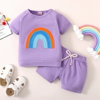 Djevojke Toddler Outfit Baby Kids Girl's Outfits Rainbow Ispis Kratki rukav O vrat Ležerne prilike + Ukrajine hlače