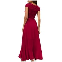 Ganfancp Ljetne haljine za žene Modna čipka V-izrez haljina bez rukava za patchwork Solid Vest haljina