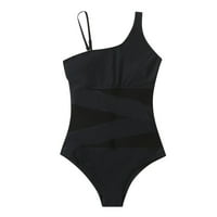 Ženski kupaći kupaći kostim u pričvršćivanju gaza nagnutog remena za rame Bikini kupaći odijelo crna veličina m