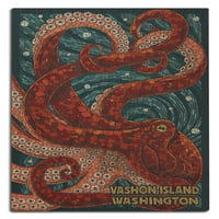 Ostrvo Vashan, Washington, hobotni mosaik Birch Wood Zidni znak