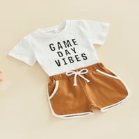 Thefound Toddler Baby Boy ljetna odjeća Igra Dan Vibes Pismo Ispiši kratke rukave + kratke hlače Ležerne