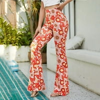 Ženske pantalone Ležerne duge hlače Visoke struke Ljeto tiskane hlače 2xl Crvena zima