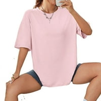 Ženska casual obična okrugla oko vrata ružičaste majice L