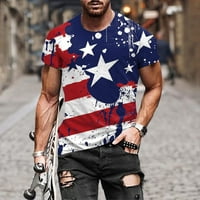 Jsaierl Muška američka američka majica za zastavu Ljetni casual kratkih rukava 3D grafički tisak vrhova mišićnog vježba patriotska bluza