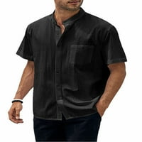 HAITE muškarci vrši kratki rukav ljetni majice dolje majica dnevna haljina bluza Poslovni rever majica crne m