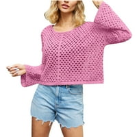Pacommrk PI džemperi za žene čišćenje Žene Ležerne prilike pulover dugih rukava vrhovi vruće ružičaste