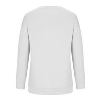 Zkozptok ženske dukseve prevelicirani pulover s dugim rukavima Pulover solidne jesene majice, bijele boje