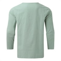 Iopqo muške majice Muške modne casual pune boje pamučne i posteljine košulja s dugim rukavima top bluusemens