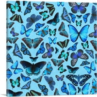 Mornarska dječja plava leptir krila insekata platna Art Print - Veličina: 18 18