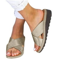 Rewenti Women Dression Comfy platforme casual cipele Ljetna plaža Plutna papučica Flip Flops Clearence Brown 4