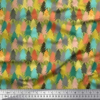 Soimoi Zeleni pamučni pamučni voile tkanini od cedra stabla tkanine otisci sa dvorištem širom